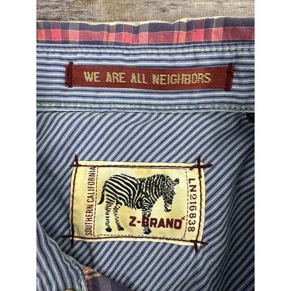 Z Brand Western Pearl Snap Short Mens Size XL Plaid Embroidered - Picture 14 of 16